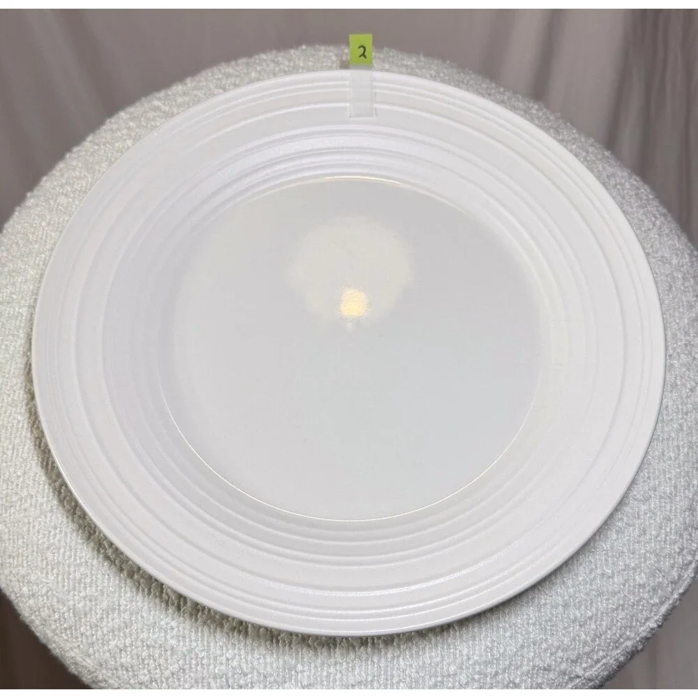 Mikasa Swirl White 10.75” Dinner Plates – Set of 7 – Stoneware – Modern Ribbed